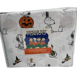 Peanuts Snoopy Halloween Twin Sheet Set Pumpkins Mummy Woodstock New